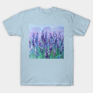 Impressionism art landscape painting pastel lilac purple lavender flower T-Shirt